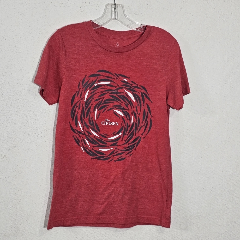 Red Graphic Tee with Artistic Design